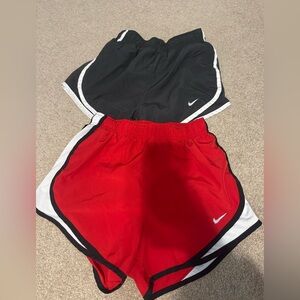 Nike Women's Gray and Red Athletic Shorts